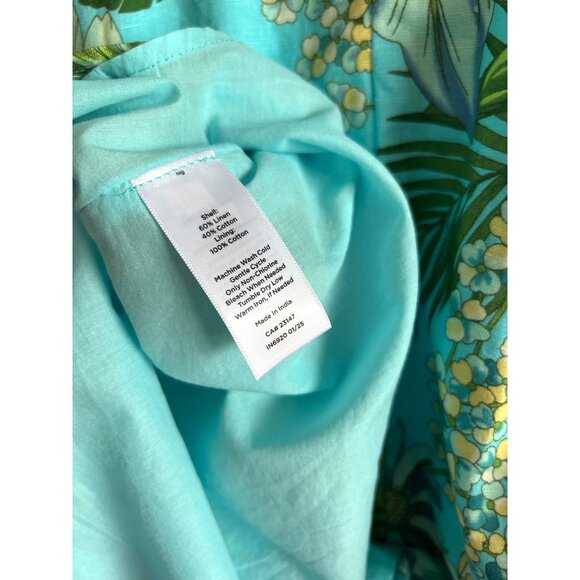 Talbots Linen Women's Sz 6 A-Line Midi Sundress Floral Blue - Picture 4 of 9